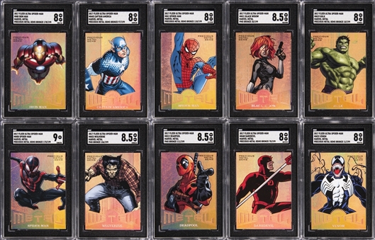 2017 Fleer Ultra Marvel Spiderman Precious Metal Gems PMG Bronze (#/199) Complete SGC-Graded Set - 50 Cards Total